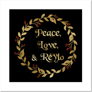 Peace, Love, & Reylo (Golden Wreath) Posters and Art